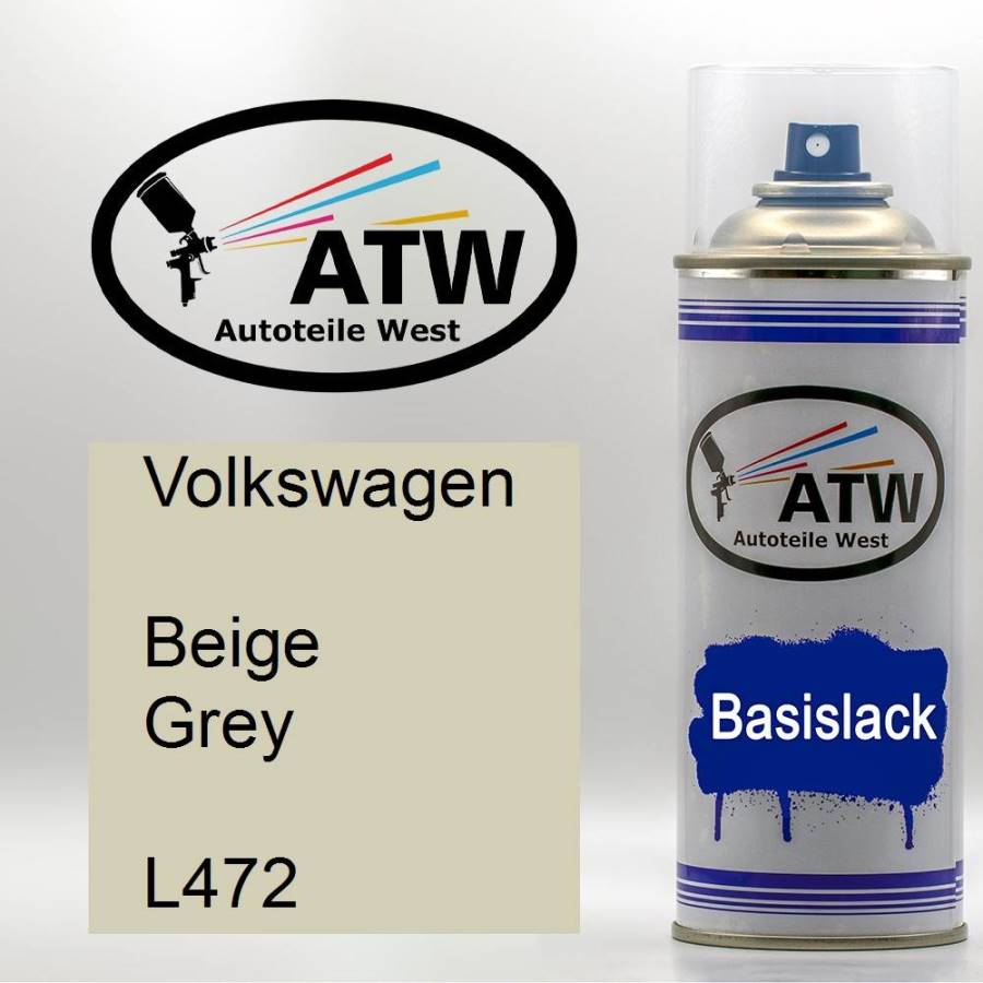 Volkswagen, Beige Grey, L472: 400ml Sprühdose, von ATW Autoteile West.